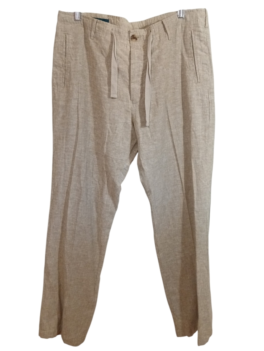 Perry Ellis Beige Drawstring Linen, Cotton Blend Chinos 36 Waist